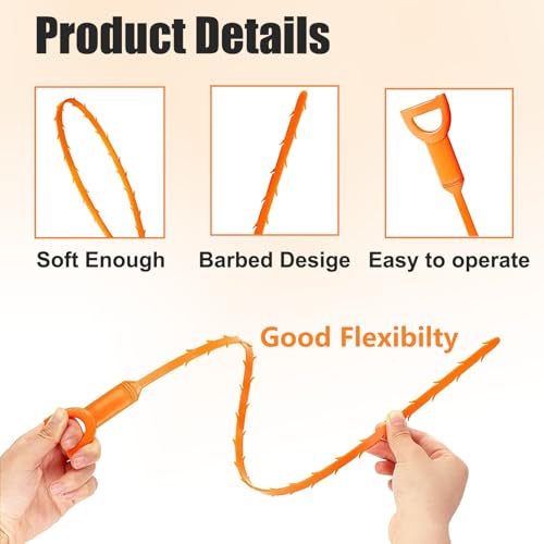 20 Inch Snake Drain Hair Removal Tool,Hair Drain Cleaner Tool, Hair Cather Shower Drain Tool, Drain Auger hair Cleaning Tool for Shower Kitchen Sink Bath Tub Bathroom(6 Pack)