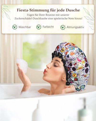 mikimini Shower Cap for Women Reusable Waterproof, Hair Cap for Shower with Double Layers, Stylish Vibrant Designed Shower Bonnet for Medium Thick Hair, Medium, 2 Pieces - size: Medium (Pack of 2)
