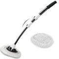 WillingHeart 15° Curved Car Wash Brush with Long Handle 43" Microfiber Cleaning Mop Telescopic Extension Pole for Caravan RV Truck Auto SUV Wheel Boat Exterior 2 in1 Carwash Duster Scratch Free, White - color: White