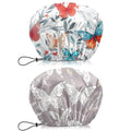 2 PCS Shower Cap Waterproof Double Layer Elastic Adjustable Reusable Hair Bath Caps for Girls Women Cute Aesthetic-White - color: G5-White