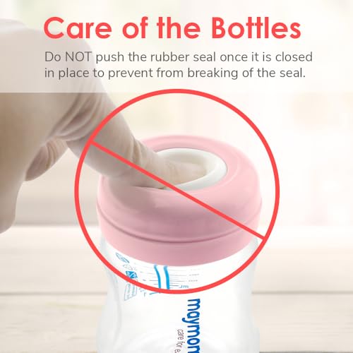 Maymom Screw Lids Aka Travel Caps with Rewritable Sealing Disc Compatible with Avent, Maymom Wide Mouth Bottles; Cap Replace Avent Natural Bottle Sealing Ring and Sealing Disc, 6pcs. (Pink) - color: Pink