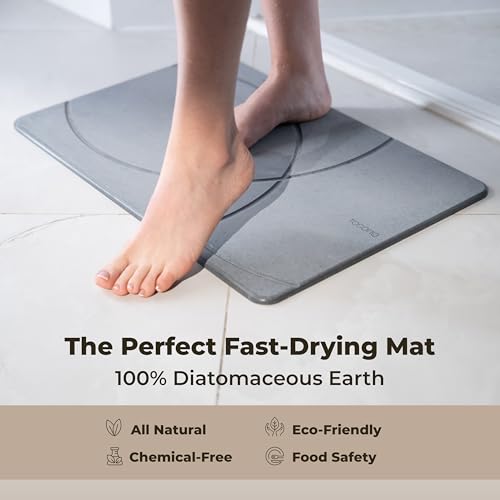 TOSORO - Stone Bath Mat Diatomaceous Earth Shower Mat Non-Slip Super Absorbent Diatomite Stone Bath Mats for Bathroom Floor Quick Drying Natural Easy to Clean (23.5 x 15) - Graphite - color: Enso Graphite, size: Pack of 1