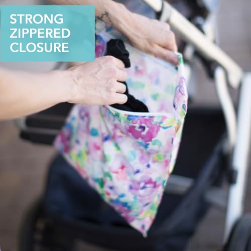 Bumkins Waterproof Wet Bag for Baby, Travel, Swim Suit, Cloth Diapers, Pump Parts, Pool, Beach, Gym Clothes, Toiletry, Hook to Stroller, Daycare, Zip Reusable Wetdry Packing Pouch, Watercolors Floral - color: E5 Watercolors, style: Wet Bag