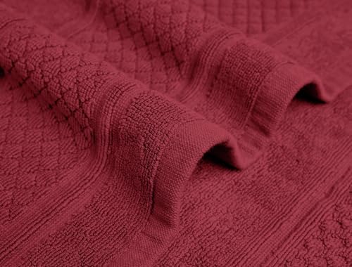 Avalon Towels Red Bath Mat - 100% Cotton Set of 4 Absorbent Bathmat - Bathroom Mats Quick Dry Bath Mats for Bathrooms (22x34 Inches) - color: Red, size: Pack of 4