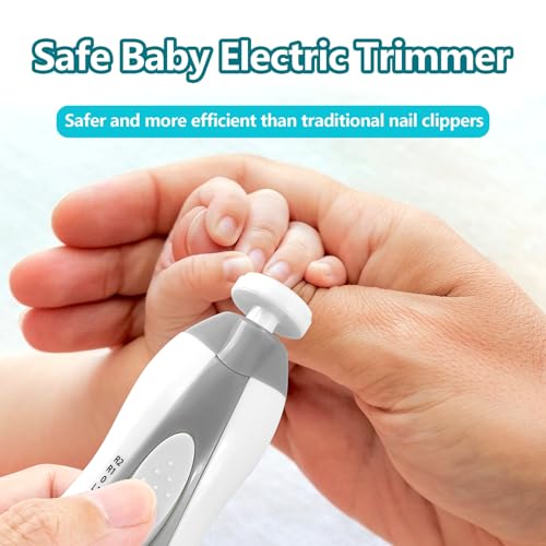 Qunlions life Baby Nail Trimmer Electric, 6 in 1 Rechargeable Baby Nail Clippers Manicure Set Grooming Kit for Toddler Infant or Adults (Grey) - color: Rechargeable-grey