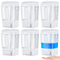 Hushee 6 Pcs Plastic Wall Mounted Soap Dispenser Commercial Manual Soap Dispenser Containers for Kitchen Shower Hotel(White,27 oz 800 ml) - color: White, size: 27 oz 800 ml