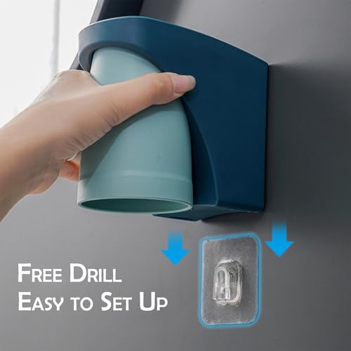 Magnetic Toothbrush Holder,sgzscl Flexible Wall Mounted Cup Water Drain Space Saving Storage Suction Organizer for Bathroom - color: Light Green