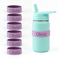 Mabel’s Labels Personalized Two-Tone Engraved Silicone Name Bands – Reusable Dishwasher-Safe Name Bands for Water Bottles, Sippy Cups & Drinkware (Purple & Light Purple, 6 Pack) - color: Purple, size: 6 Count (Pack of 1)