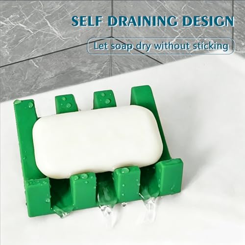 Soap Dish Holder for Shower with Suction Cup, Silicone Soap Holder & Saver Self-Draining Bar Soap Dish Keeps Soap Dry for Bathroom, Kitchen, Bathtub (Deep Green,4-Pack) - color: Deep Green,4-pack