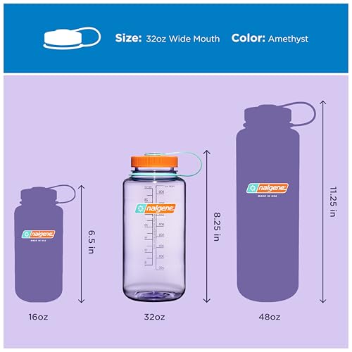 Nalgene 32 oz Wide Mouth Water Bottle | BPA-Free, Durable & Leak Proof, Lightweight Bottle for Hiking & Gym, Work & Travel - color: Amethyst, size: 32 Ounces