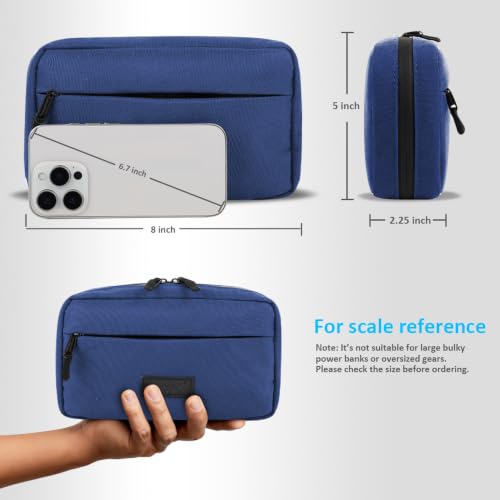 GOX Cable Organizer Travel Bag, Water Resistant Electronic Accessories Case, All-in-One Tech Storage Pouch for Chargers, Cords, Batteries,Phone, Hard Drive & Power Bank (Navy) - color: Navy
