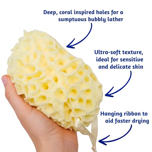 The Coral Scrubs – Family Bath Sponge, 3 Pack Sea Sponges Bath, Shower Sponge, Baby Sponges for Bath Newborn, Bath Sponges for Adults, Kids Bath Sponge.