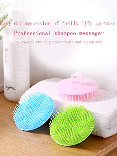 Aroveea Hair Scalp Brush Dandruff Cleaning Brush Shower Scalp Shampoo Brush Scalp Massager Pack of 4(Blue,Green,Yellow,Pink) - color: Yellow