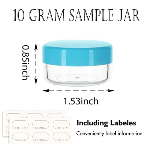 10 Gram Sample Containers with Lids, 10 Pack Sample Jars, Small Cosmetic Travel Container for Makeup, Lotion, Cream, Powder, 10 ML Mini Containers with Blue Lids - color: Blue