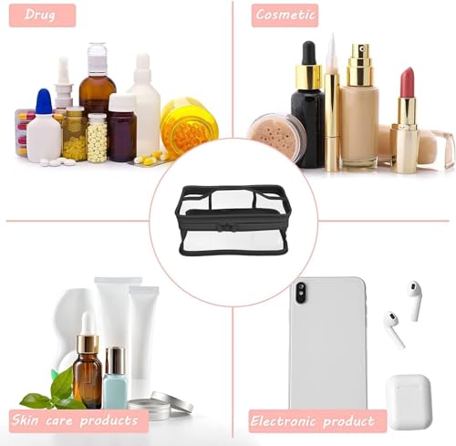 Black Makeup Bag Zipper Waterproof Portable Travel Storage Pouch 2 Pcs - color: Black