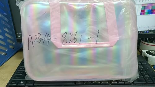 Waterproof Makeup Bag,11.81 x 5.12 x 8.27 inch Iridescent PVC Travel Toiletry Bag with Handle for Women & Men, Portable Cosmetic Pouch for Gym Swim Beach (8561-1) - color: 8561-1
