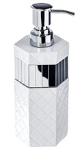 Creative Scents Quilted Mirror White Hand Soap Dispenser for Bathroom - Decorative Lotion Dispenser with Durable Metal Pump, Resin Countertop Shower Dispensers for Elegant Bathroom Decor - style: Soap Dispenser