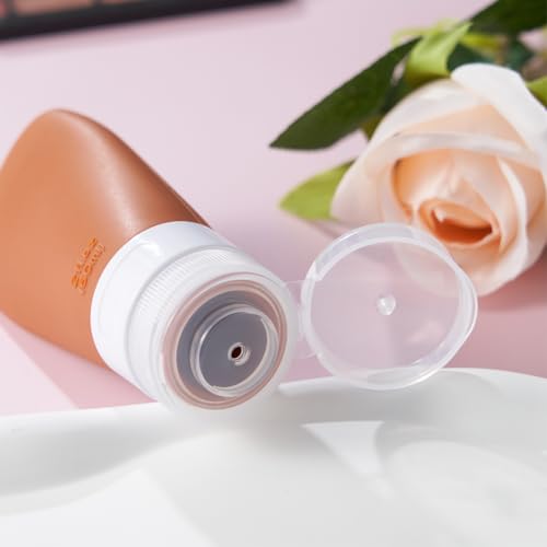 INSFIT Travel Bottles for Toiletries, TSA Approved 3oz Travel Size Containers, BPA Free Leak Proof Squeezable Silicone Tubes for Shampoo Conditioner Lotion Body Wash with Labels - color: Brown 2oz, size: 2 Ounce