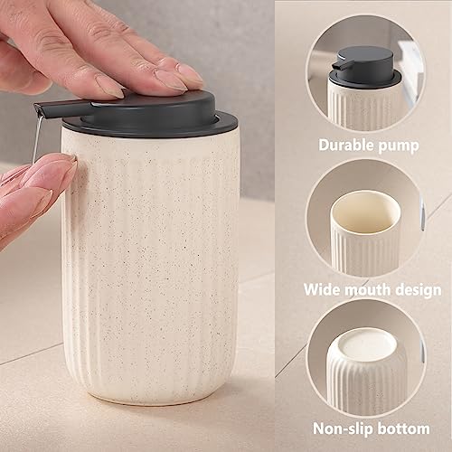 Beige Ceramic Soap Dispenser Set - Modern Refillable Hand Soap Dispenser With Pump for Bathroom, Kitchen, Farmhouse Decor - 2 Pack - color: 2pcs Beige, size: Liquid dispenser