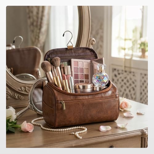 Travel Toiletry Bag for Men, Hanging Hygiene Bag EDC Pouches Small Dopp Kit Water-resistant Mens Shaving Kit Bags PU Leather Toiletry Organizer for Travel Weekend Fitness Hospital Black - color: Black