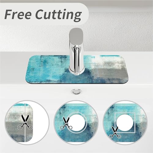 Kitchen Sink Splash Guard，Blue ocean Faucet Mat Sink Gadgets-Super Absorbent Fast Drying Mat Drip Catcher for Kitchen, Bathroom,Sink Mat, Dish Drying Mat, Bathroom(15" X 5.5" ) - color: Blue ocean