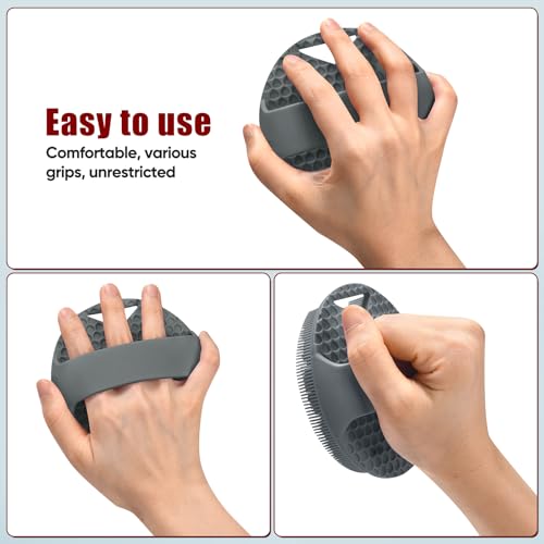 Silicone Body Scrubber -Anti Zinc Infused Exfoliating Body Scrubber | Anti Slip Silicone Loofah,Stiff & Soft Bristles for Cellulite Reduction,Blood Circulation- Gray - color: Dark Gray