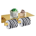 Angle Simple Toilet Paper Holder with Shelf Brushed Dark Gold, SUS304 Stainless Steel Double Toilet Tissue Holder for Wall - color: Brushed Dark Gold, size: Double Rod