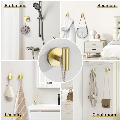 10 Pieces Brushed Gold Bathroom Hardware Towel Bar Set for Bathroom Wall, 23.6Inch Bathroom Accessories Set Upgraded Bathroom Towel Holder, Stainless Steel Towel Racks Bathroom Wall Mounted - color: Brushed Gold, size: 10 Pieces A