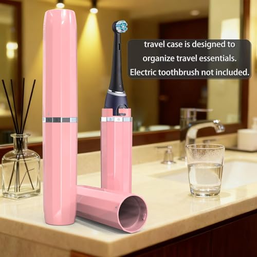 Long Ventilated Electric Toothbrush Travel Case, Portable Holder, Fits Most Standard Straight Electric Toothbrushes (Pink) - color: Pink