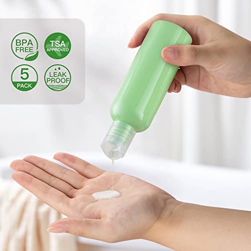 Travel Bottles for Toiletries 3.4 oz - Travel Size Containers for Shampoo Plastic - Small Empty Lotion Squeeze Bottle for Liquid TSA Approved - Leak Proof Mini Conditioner Refillable 5Color 100ml - color: 5Colors