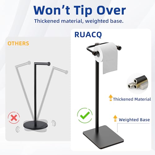 RUACQ Toilet Paper Holder Stand, Bathroom Toilet Paper Roll Holder Free Standing, Toilet Tissue Holder Stand with Post Pivoting Design, Stable Weighted Base, SUS304 Stainless Steel (Oil Rubbed Bronze) - color: Oil Rubbed Bronze, size: Free Standing