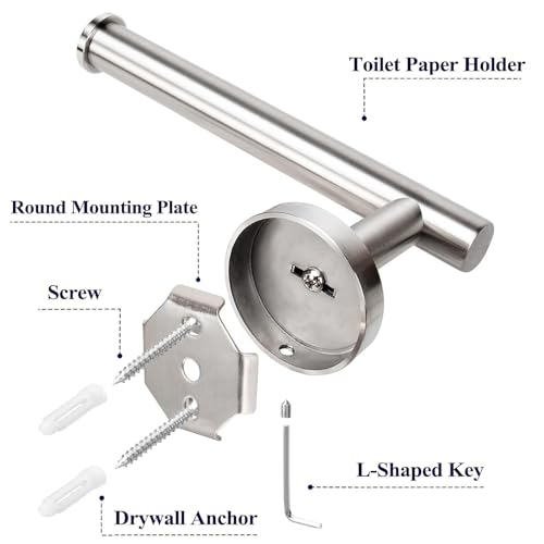 Toilet Paper Holder Wall Mount - Brushed Nickel | Stainless Steel Bathroom Toilet Paper Holder, Toilet Paper Roll Holder for Bathroom, Kitchen, Washroom