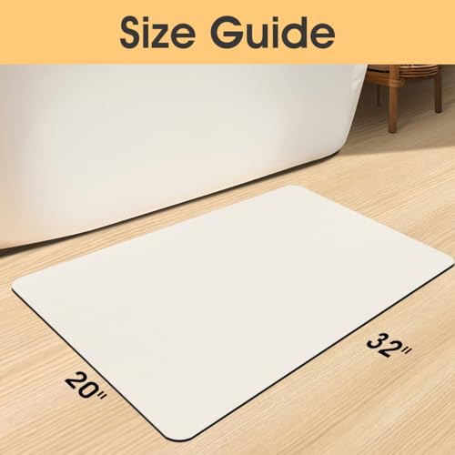 ACCUMTEK Non Slip Bath Mat, Thin Bathroom Rugs Fit Under Door, Quick Dry Bath Mats, Machine Washable Bath Rugs for Bathroom, Bathtub & Kitchen, Bathtub, Light Beige/Solid/32 x20 - color: Light Beige, size: 1'8" x 2'8" (Rectangular)