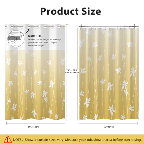 No Hook Shower Curtain with Snap-in Liner, Yellow Ombre Bathroom Shower Curtains with Liner Set, Waterproof & Washable, Mesh Top Window, 59" W x 79" L - color: 02 Ombre - Yellow, size: 59"W x 79"L (Pack of 1)