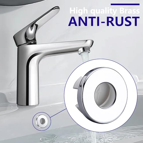 Sink Overflow Drain Cover Ring - Metal Bathroom Sink Drain Cover Round Hole Trim Ring, Anti-odor Basin Vanity Overflow Hole Cap Cover Ring Spillover Hole Insert in Cap (Chrome) - color: Chrome