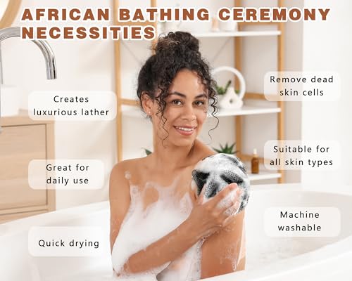 2 Pack African Net Sponge Exfoliating Body Scrubber Bath Sponge for Daily Use (Dark Brown+Dark Green) - color: Dark Brown+dark Green