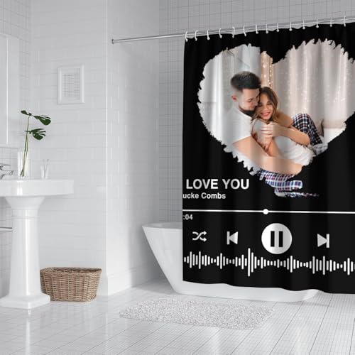 Personalized Shower Curtain Set Custom Photo Shower Curtains Modern Minimalist Home Bathroom Curtain Decor with 12 Hooks 72 Inch Wide * 72 Inch High - color: 1 Photo-3, size: 72"W x 72"L (Pack of 1)