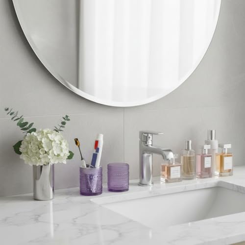 Glass Toothbrush Holder, Purple Bathroom Toothbrush Holder Set, 10oz Bathroom Tumbler Cup, Bathroom Storage Cup Organizer for Tooth Brush, Toothpaste and Makeup Brush - color: Purple