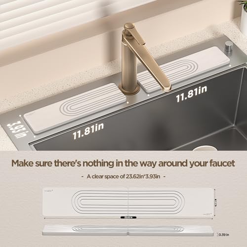 Faucet Mat for Kitchen Sink, Diatomite Stone Drying Sink Protectors, Bathroom Faucet Splash Guard, Quick Dry Water Absorbing, Non-Slip Tray for Kitchen Counter, White, 11.8" x 3.9" x 2pcs - color: White, size: 11.8" x 3.9"