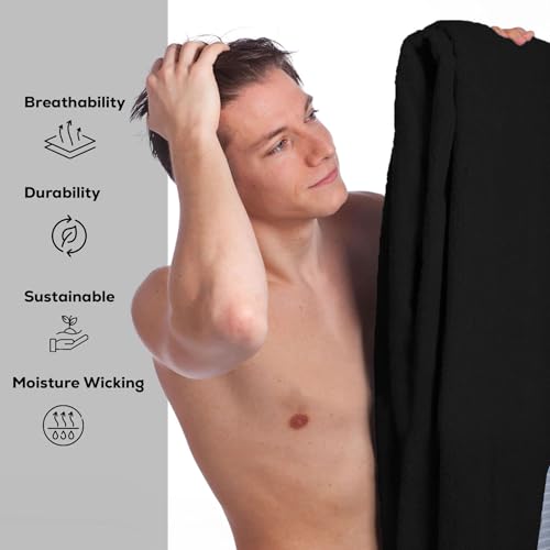 GOLD TEXTILES Premium Black 100% Cotton Bath Towels Set (6 Pack, 24 x 50 Inch) High Absorbency Multipurpose Quick Drying Pool Gym Hotel Spa Bath Towel (6, Black) - color: Black, size: 6 Pack 24x50