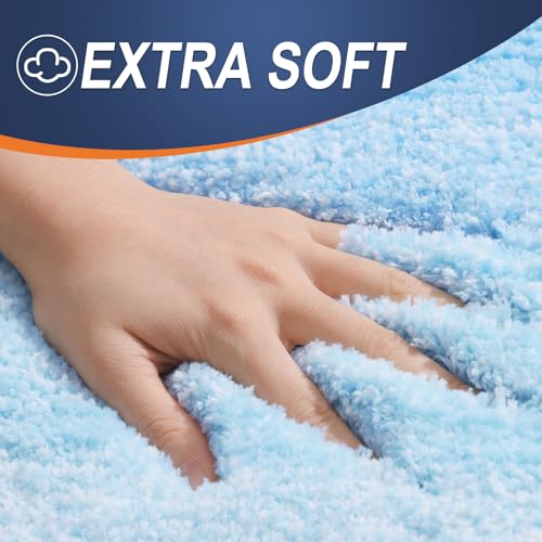 OLANLY Bathroom Rug Set 2 Piece, Soft Absorbent Microfiber Bath Mats and U-Shaped Contour Toilet Rug, Non-Slip, Machine Wash Dry, Plush Shaggy Bath Mats for Bathroom (24"x16"+24"x20", Sky Blue) - color: Sky Blue, size: 24" X 16" + U24" X 20"