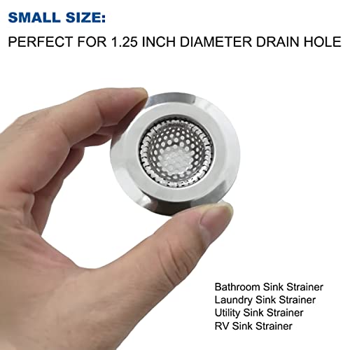 Seatery 1.25" Small Drain Strainer, Sink Drain Hair Catcher, Bathroom Sink Strainer, 2PCS Drain Mesh Baskets for Laundry, Mop Pool, Utility, Slop, RV Sink, Stainless Steel Drain Filter - size: 1.25 inch