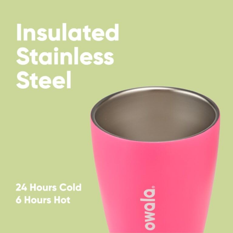 Owala SmoothSip Insulated Stainless Steel Coffee Tumbler, Reusable Iced Coffee Cup, Hot Coffee Travel Mug, BPA Free, Perfect for Cappuccino, 10 oz, Watermelon Breeze - color: Watermelon Breeze, size: 10 Ounces