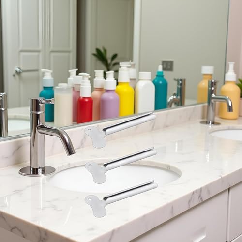 3 Pcs Silvery Metal Tube Squeezer Keys, Toothpaste Metal Hair Dye Color Key Roller Dispenser Tool Durable Processingl, Daily Living Tube Squeezing Aids