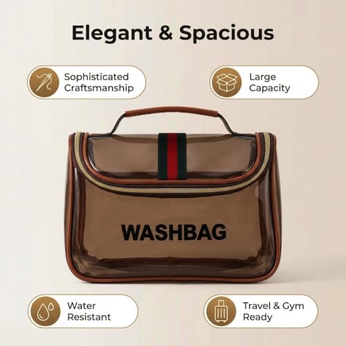 Retro Clear Makeup Bag Waterproof Large Capacity Zipper Travel Toiletry Organizer for Women - size: M3