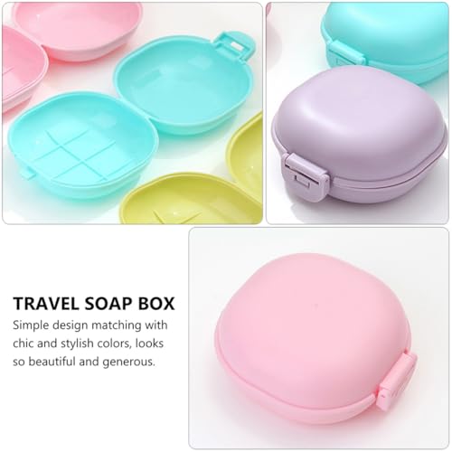 minkissy Travel Soap Holder Box with Lid 5pcs Set Portable Plastic Travel Soap Container Case for Camping Gym Bathroom Random Color