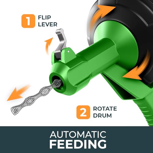 MEISTERFAKTUR drain snake - Auto Feed - Ideal plumbing snake for sink and drain unblocking - Solid drain auger for real DYIs! (25FT - NEW) - color: 25FT - NEW