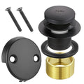 Tip Toe Bathtub Drain Conversion Kit Assembly, Tub Drain Plug Trim Set Bath Tub Drain Stopper with Two-Hole Overflow Faceplate (Matt Black) - color: Matt Black