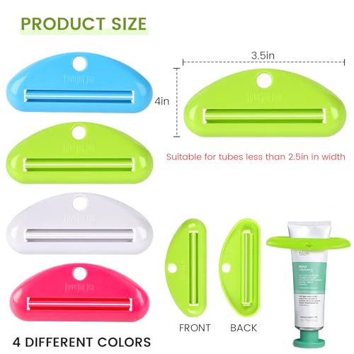 LOVEINUSA Toothpaste Tube Squeezer Dispenser, 4 PCS | Hanging Tooth Paste Clips Roller Squeezer Holder for Saving Toothpaste, Facial Cleanser Creams Paint, Multicolor - color: 4pcs-3