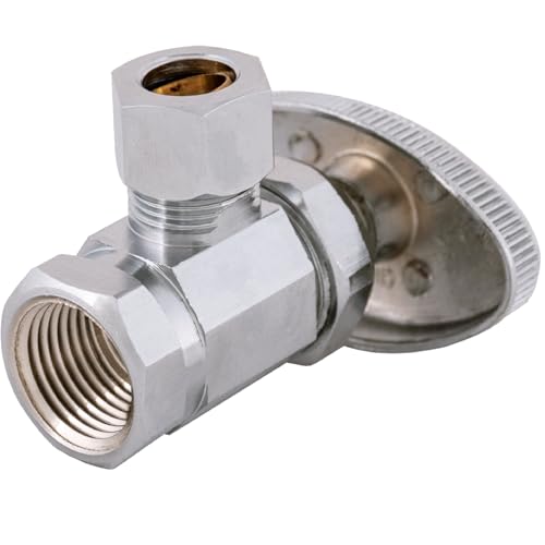 Eastman 3/8 Inch OD Compression x 3/8 Inch FIP Compression Multi-Turn Angle Stop Valve, Brass Plumbing Fitting, Chrome, 04319LF - size: 3/8 in. OD x 3/8 in. FIP